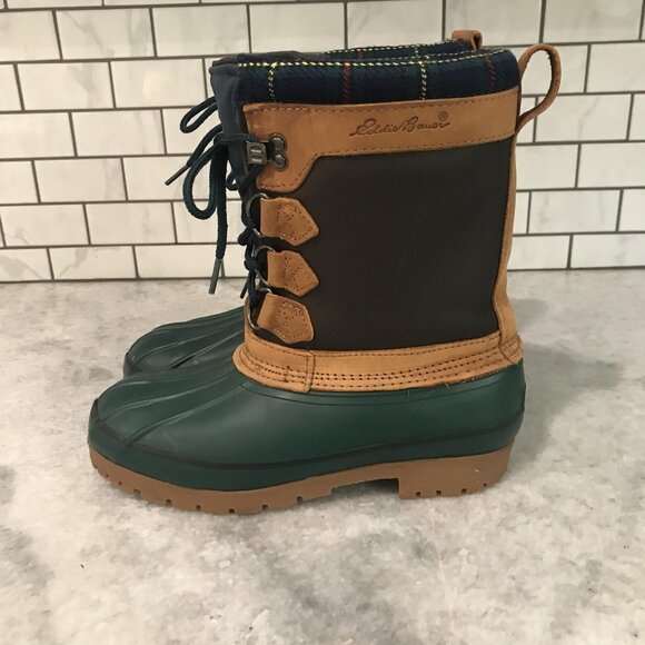 Eddie Bauer Boots Womens Size 8M Green Duck Waterproof Insulated Winter Leather - Picture 3 of 10